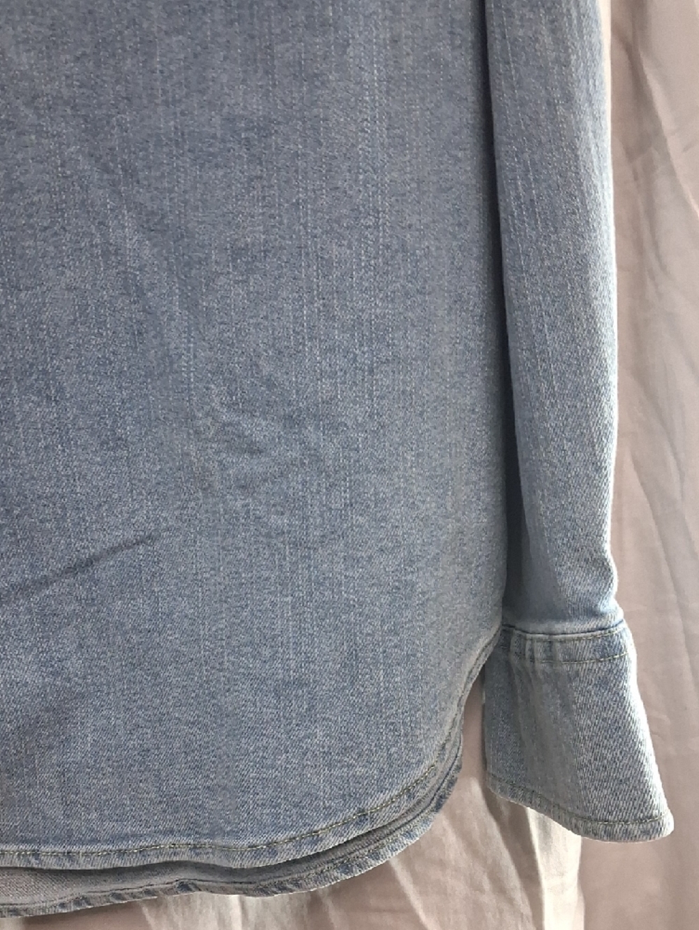 FRYE Light Wash Denim Western Shirt - Picture 4 of 9